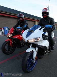 2009 1125CR (left) &amp; 1125R (right): Mike and Dwight ready to hit the track.