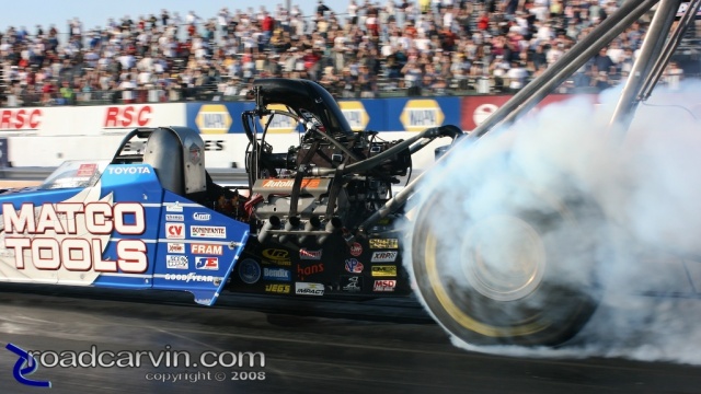 2008 Infineon NHRA - Antron Brown - Burnout Closeup