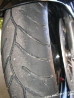 Metzeler MEZ6 Front - close up: Slightly more than 300 miles (barely broken in.)