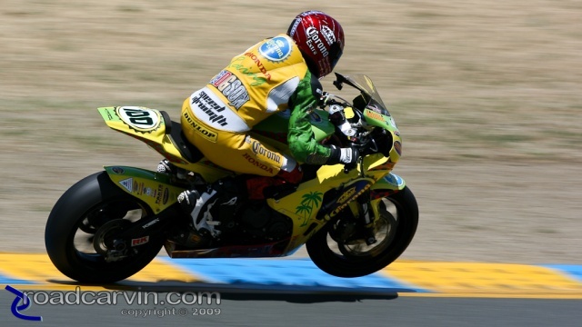 2009 Infineon AMA - American Superbike - Neil Hodgson Turn 4 Wheelie