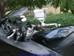 SportBikeCam Front Mount - Mounted - side view SportBikeCam Front Mount - Mounted - side view