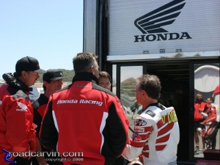 Miguel Duhamel and American Honda Team: Wouldn't you like to know what they were saying...