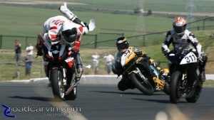Ben Thompson's crash at the start of Race #1.