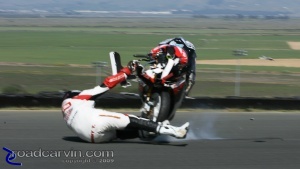 That's gonna leave a mark.  Oh... look! It did... on the track, anyway.