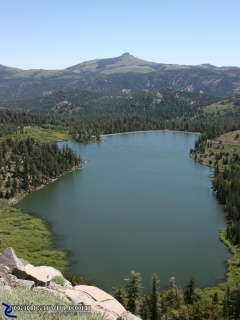 Red Lake: After you pass Caples Lake there is a scenic turnout on the steep downhill section that provides a great view of Red Lake.